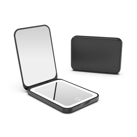 Rechargeable Dimmable LED Pocket Mirror With 3 Color Lighting And 1X To 3X Magnification Compact Travel Makeup Mirror For Purse