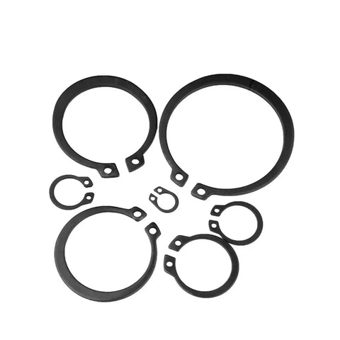 Grab These 50 Pc C Type External Circlip Rings Made From Tough Carbon Steel For Quick Shaft Install And Secure Gear Holds Perfect For Shop Pros - Various sizes shown.