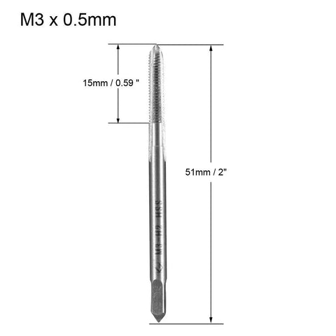M3 X 0.5mm Metric Tap In High Speed Steel With 3 Straight Flutes For Screw Tapping And Threading, Ideal For Machinists, Replacing Damaged Threads, DIY Hobbyist Tool, Two Piece Set