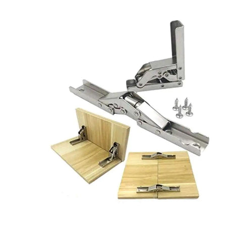 Two Pack 90 Degree Folding Door And Shelf Hinge Hidden Bracket Table Holder Furniture Parts, Rust Proof Nickel Plated Steel