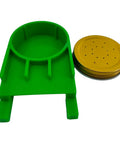 Green Bee Hive Feeder Kit Eight Pack for Easy Water or Sugar Syrup Feeding in Hives, showing green plastic base and yellow lid.