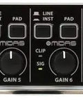 Front panel of Uphoria UMC1820 Audiophile USB Audio MIDI Interface With Midas Mic Preamps, 18 In 20 Out, multiple input controls visible