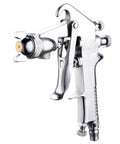 High Output Pneumatic Paint Sprayer Featuring 400 Ml Top Cup Air Spray Gun close-up of metallic body and nozzle design.