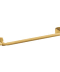 Super Stylish Brushed Gold 24 Inch Bathroom Towel Bar Brings That Contemporary Glam Vibe To Your Space With Sleek Modern Brushed Texture Easy Hassle Free Install Goes Great With Voss Collection For A Fresh Cozy Updated Bath Look, shown angled.