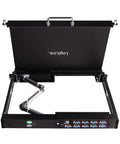 Top Shelf 17 Inch HD LCD KVM Console With 8 Port Switch, VGA USB And PS2 Ports, Integrated Keyboard And Mouse, open view.
