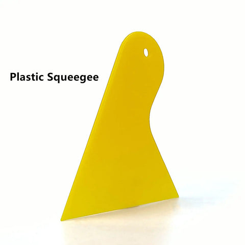 Plastic squeegee from DIY Car Wrap Tools Kit With Gloves, 4 Inch Felt Squeegee, Scraper, Edge Trimmer.