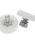 Get It Done Right 10 Pack 1 Inch Drawer Rollers And Heavy Duty Ball Bearings with stainless steel bolts and white nylon wheels.
