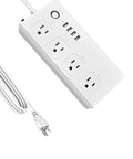 Total Game Changer Smart ZigBee Power Strip With Four Independently Switched Outlets And Custom Timer Super Smooth Voice Control For Alexa And Google Home Heavy Duty Outlet Expander, white power strip with four outlets and plug.