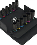 Deep Imperial 13 Piece Socket Set For 3/8 Inch Drive With Long Reach Sockets Hex Pro Design in storage case on white background