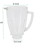 Kickin 6 Cup Glass Blender Replacement Jar With Lid Kit Including 4 Point Ice Blade Bottom Cap And Rubber Gasket for blenders