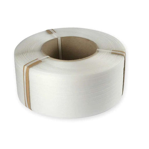 Top Tier Half Inch Polypropylene Strapping 9900 Ft Roll White Machine Grade Packing Band for secured freight.