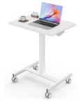 Mobile Small Standing Desk With Lockable Wheels For Sit Stand Work Desk On Wheels Portable Rolling Laptop Desk Adjustable Height