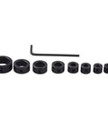 8-Piece Drill Stop Collar Kit Inch Sizes 1/8 To 5/8 With Allen Wrench for precise hole depth control, featuring steel collars.