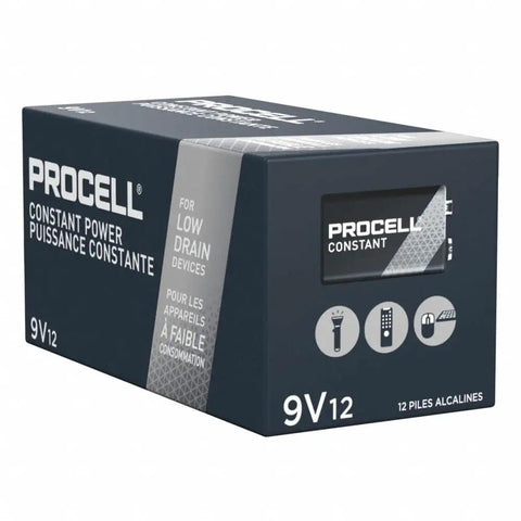 Heavy Duty 9V Alkaline Batteries 12 Pack No Nonsense Top Shelf Power For Smoke Detectors And Carbon Monoxide Alarms, packaging box view.