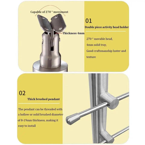 Heavy Duty 304 Stainless Steel Cable Railing Posts With Kickass Adjustable Angle Hardware For Rock Solid Deck Stair Safety And Weatherproof Outdoor Balcony Fencing double piece head holder with 270° movement and 4mm thickness