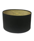 Shallow Oval Hardback Lamp Shade Top 12 By 8 Inches Bottom 14 By 10.5 Inches Height 8.5 Inches Black Silk Type Exterior With Premium Gold Lining V Notch Fitter For 6 And 8 Inch Reflector Bowls