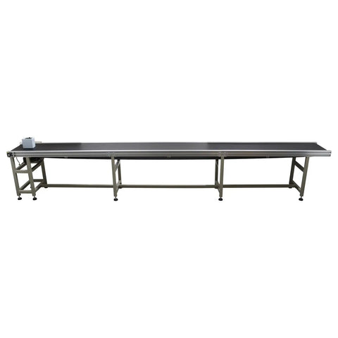 Heavy Duty Workhorse PVC Conveyor System With Wear Resistant Belt And Middle Support Roller 177 By 15.7 Inch Adjustable Speed From 13 To 65 Feet Per Minute Rubber Leg Stand 110V Great For Coding Marking And Packaging, side view