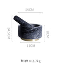 Granite Mortar And Pestle Set With Gold Base, 2 Cup Capacity, Perfect For Fresh Guac Salsa Pesto Spices And Nuts, Herb Crusher