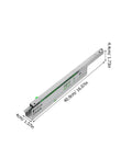 One Pair Drawer Slides With Smooth Glide Bottom Mount For Under Drawer Install showing dimensions and metal construction