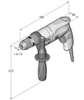 Heavy Duty Workhorse Two Speed Corded Drill With 500 Watt Motor, dimensions shown, suitable for steel work.