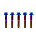 Burnt Blue Titanium Flanged Hex Head Bolts M6 x 1.0 x 25mm Pack Of 5, 6AL4V Aerospace Grade Ti Fasteners, Ultra Lightweight