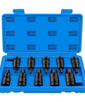 Beefy One Half Inch Square Drive Converter Kit for Impact Wrenches Chrome Vanadium Socket Adapters H4 through H19 in case