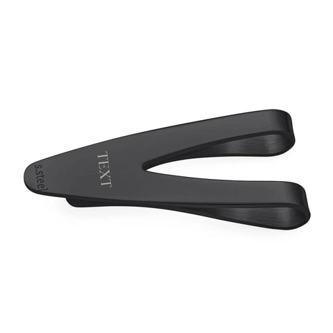 Personalized Engravable V Shaped Money Clip Card Holder For Men Black Plated Stainless Steel EDC Essential Gift For Him