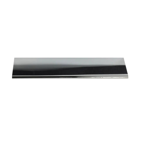 Edge Pull Cabinet Handle Polished Chrome Six Inch Projection Five And One Eighth Inch Mounting Centers Transitional Style Ten Pack Durable Metal Hardware For Cabinets And Drawers, top view of polished chrome finish handle.