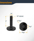 Dimensions of the bolt from the 32-Inch Table Saw Miter T Track Kit With T Bar, Five T Knobs And Ten 1/4-Inch 20 Bolts.