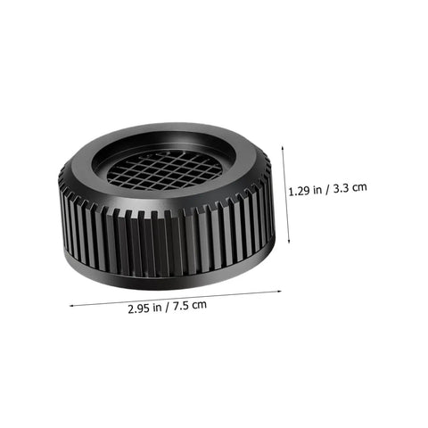 Close-up of black anti-vibration pad with dimensions, part of the 4 Pack Non Slip Washing Machine Pads Heightened Anti Vibration Feet Base.
