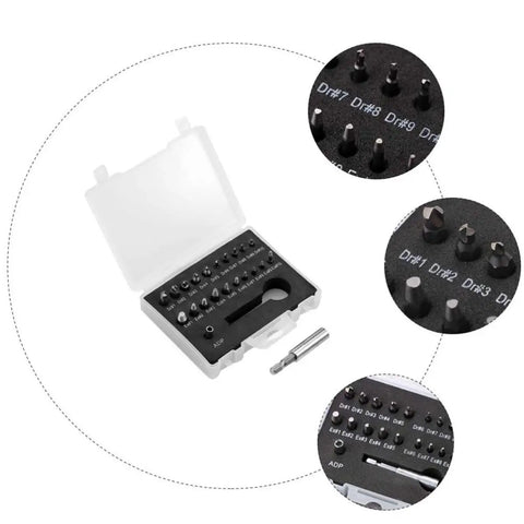 Premium 22 Piece Damaged Screw Remover Set With High Speed Steel Sockets And Bit Holders For Stripped Bolts Quick Extraction Kit Perfect DIY Home Repair Tools open case with bits