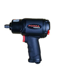 No Nonsense 1/2 Inch Air Impact Wrench Featuring Killer Torque Specs And Rock Solid Magnesium Alloy Composite Housing For Legit Garage Grinds And Daily Heavy Duty Drives Delivering Up To 1600 Ft Lbs Of Raw Pull For Real Pro Shop Work angled view of a Forza tools air impact wrench with black and red accents.