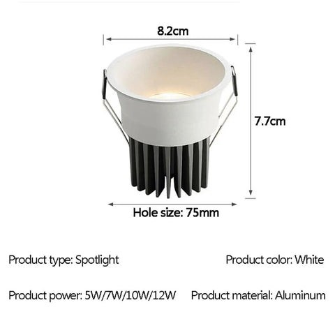 UWYTGF 9 Pack Retrofit Led Recessed Lighting 3.2 Inch, Spotlight in white aluminum, size 8.2cm by 7.7cm, hole size 75mm.