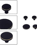 Top Tier Real Deal Copper Cabinet Knobs For Drawers And Cupboards, Slick Retro Round Door Handles With Included Screws, showing a set of four black knobs.