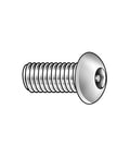 Hefty Tamper Resistant Hex Machine Screw Button Head Black Oxide Case Hardened Steel 12 24X1/2 Inch shown from the side.
