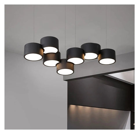 Modern Pendant Light for Kitchen Living Room Suspension 220V Home LED Pendant Lamp for Dining Room Office, 8 heads, black finish.