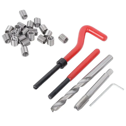 Premium M8 Thread Repair Kit With 25 Essential Pieces Including Tap And Drill Bit Perfect For Fixing Stripped Bolts In Your Garage Or Workshop Without Any Hassle.