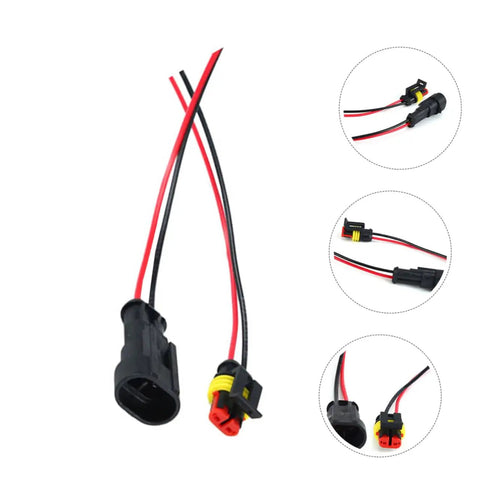 Grab These Sweet 12 Piece Auto Electrical Quick Connectors To Spice Up Your Wire Harness Kit With Gnarly Weather Proof Seals For Durable Car Maintenance, 12pc black plastic waterproof wiring connectors with red and black wires