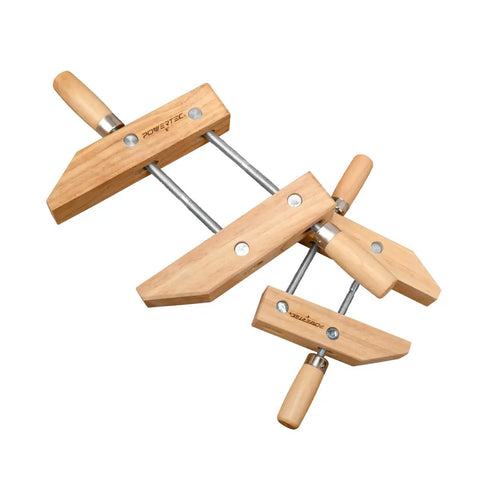 8 Inch Wooden Handscrew Clamp Set For Woodworking Heavy Duty Hand Screw Clamps Acme Thread Technology Quick Secure Grip Stainless Spindle Durable Construction Great For Finishing Work 2 Pack, two wooden clamps