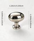Titanium Silver Mushroom Cabinet Knobs 1.28 Inch Round Zinc Alloy Drawer Knobs with dimensions