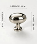Top Shelf Slick Titanium Silver Mushroom Cabinet Knobs And Drawer Pulls For Kitchen Bathroom And Dresser Crafted From Rock Solid Zinc Alloy With Polished Chrome Finish Modern Minimalist Furniture Hardware 6 Pack Set close-up of a 1.28 inch zinc alloy mushroom knob.