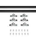 Premium Heavy Duty Mirror Support Brackets Rock Solid Adjustable 60 Inch Solid Core Mounting Hardware parts including steel brackets and screws.