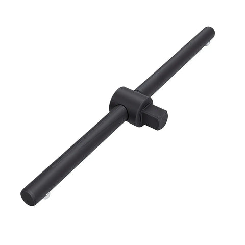 Heavy Duty T Handle Socket Wrench With Sliding Adjustable Chrome Molybdenum Steel Build, black finish, showing hexagonal head.