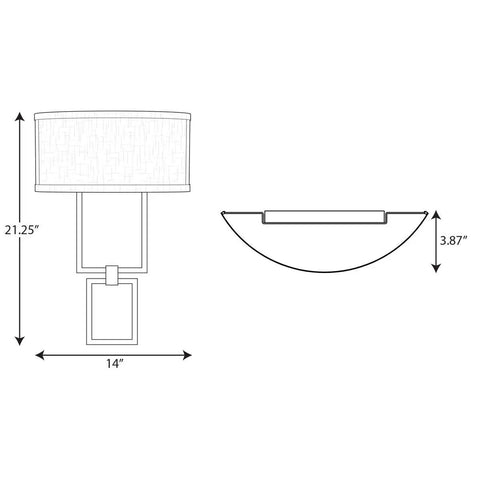 Dimensions of LED Shaded Sconce In Brushed Bronze One Light Square Wall Fixture For Hallways And Corridors