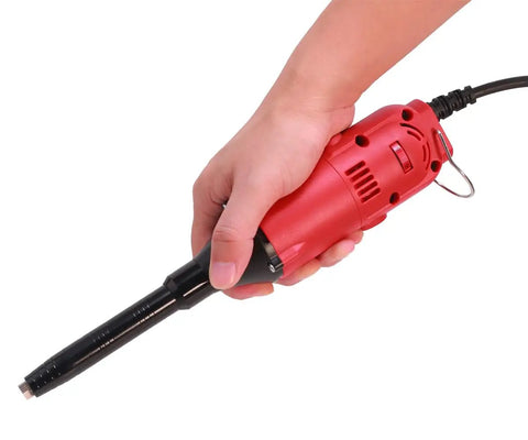 Long Reach Heavy Duty Electric Die Grinder Up To 15000 RPM Six Variable Speeds held in hand, highlighting ergonomic grip and design.
