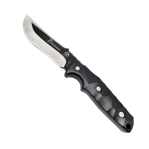 Full Tang Fixed Blade Knife With Two Tone Black And White Blade, Custom Laser Engraving, Nylon Sheath Included, Outdoor Utility Cutter