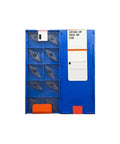 Top Tier Indexable Carbide Lathe Tools 10 Pack High Speed NC3020 PC9030 for Cutting Stainless Steel Iron And Hard Alloy With Durable Sharp Inserts, blue container with carbide inserts.