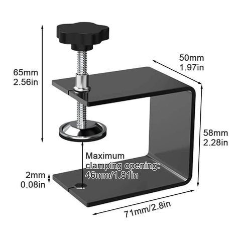 Heavy Duty Drawer Front Clamps Set Black Stainless Steel C Clamps For Woodworking Dual End Fixing Clips with measurements