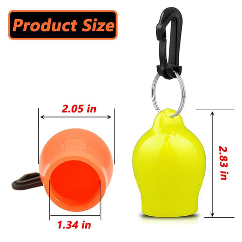 Regulator Mouthpiece Cover Set for Diving and Snorkeling, PVC Dust-Proof Cap Protectors in Yellow and Orange with size dimensions