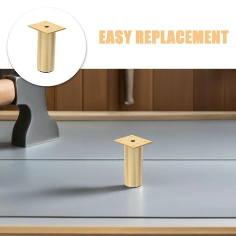 Adjustable Aluminum Furniture Legs Set 4 Pcs Round Modern Replacement Legs for Cabinet Sofa Bed Table and Desk featuring rubber base